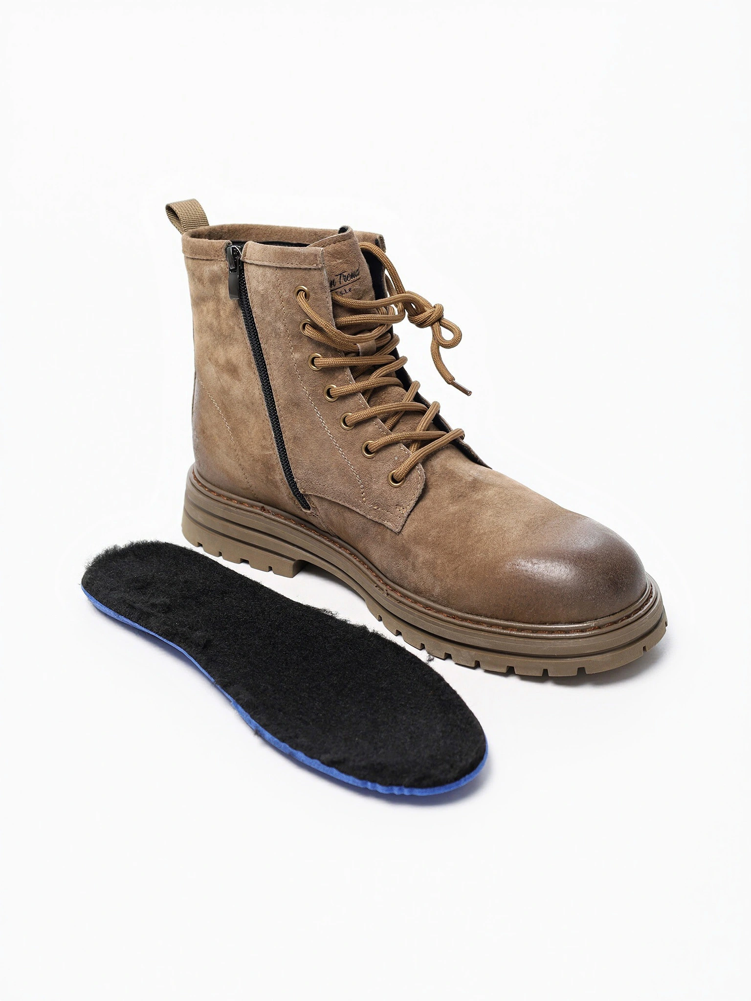 Ботинки цвета хаки на рельефной подошве